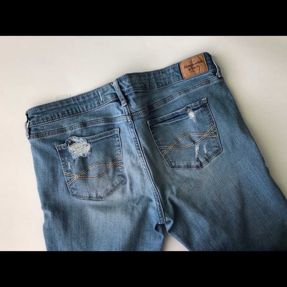 ABERCROMBIE Alyssa Light Wash Distressed Petite Skinny Jeans Size 12 / 31 Short - Picture 6 of 10